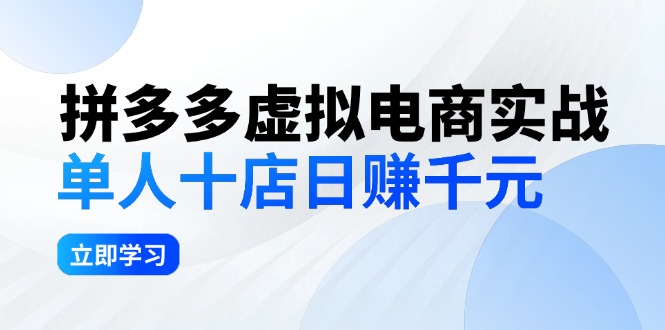 （12326期）拼夕夕虚拟电商实战：单人10店日赚千元，深耕老项目，稳定盈利不求风口-厅小耀-资源网-最新项目分享网