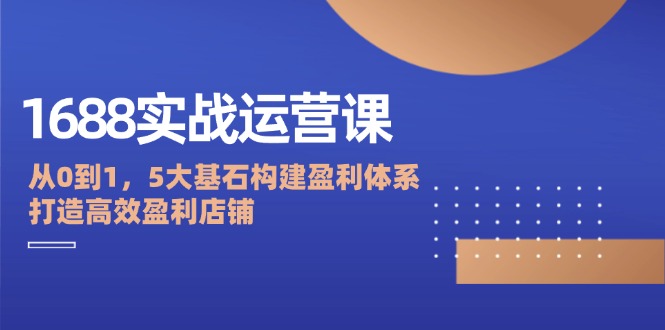 （12482期）1688实战运营课：从0到1，5大基石构建盈利体系，打造高效盈利店铺-厅小耀-资源网-最新项目分享网