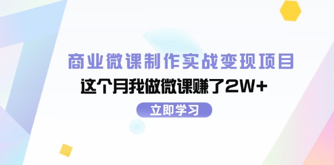 （11959期）商业微课制作实战变现项目，这个月我做微课赚了2W+-厅小耀-资源网-最新项目分享网
