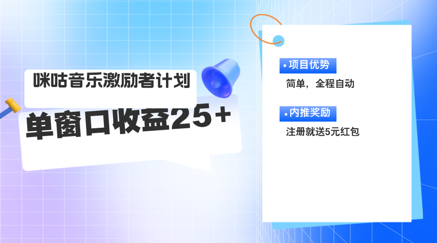 (11942期)咪咕激励者计划,单窗口收益20~25,可矩阵操作-厅小耀-资源网-最新项目分享网